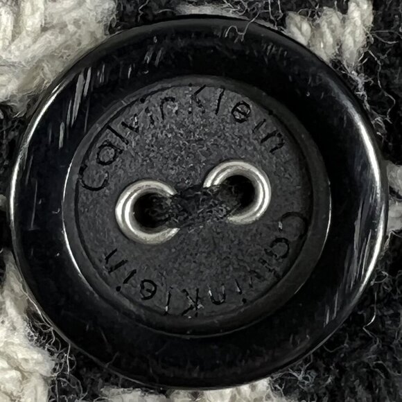 Calvin Klein Women 8 Houndstooth Wool Blend Coat Black White Button Up Old Money - Picture 12 of 16